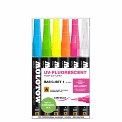 MOLOTOW PUMP SOFTLINER UV FLUORESCENT 1MM WALLET BASIC SET 1 6PCS