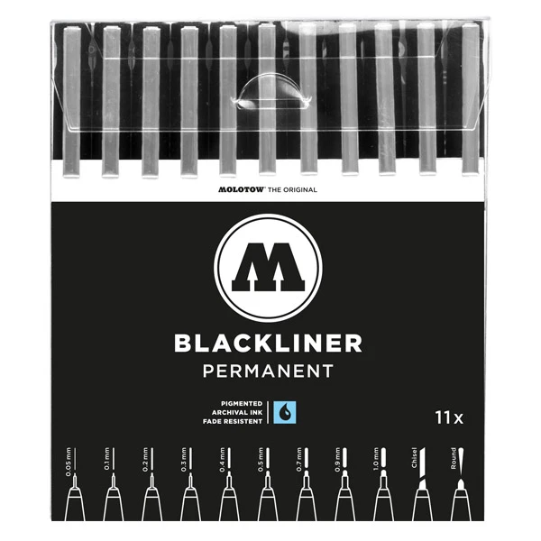 MOLOTOW BLACKLINER WALLET COMPLETE SET 11PCS 1 MOLOTOW BLACKLINER WALLET COMPLETE SET 11PCS